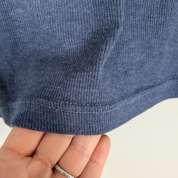 Y2K Mossimo Henley Top L Blue Ribbed 3/4 Sleeve Twilightcore Bella Elena Fitted - Picture 8 of 9